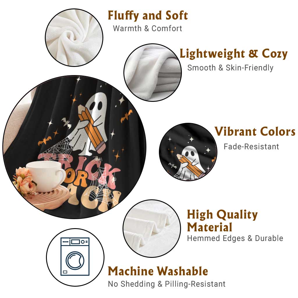 Teacher Halloween Throw Blanket Trick Or Teach Ghost TS09 Print Your Wear