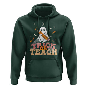 Teacher Halloween Hoodie Trick Or Teach Ghost TS09 Dark Forest Green Print Your Wear
