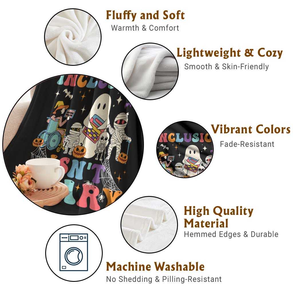 Special Teacher Halloween Throw Blanket Inclusion Isn't Scary TS09 Print Your Wear