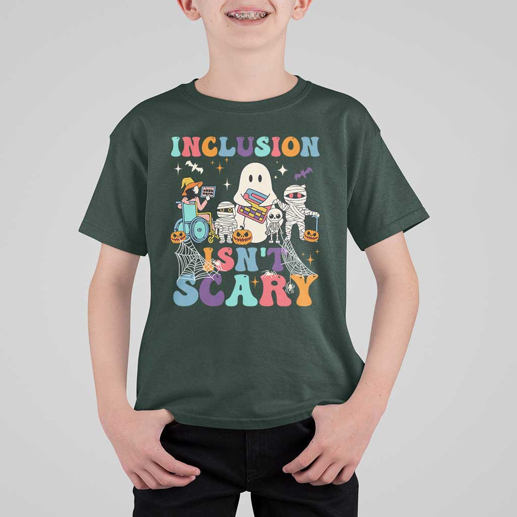 Special Teacher Halloween T Shirt For Kid Inclusion Isn't Scary TS09 Dark Forest Green Print Your Wear