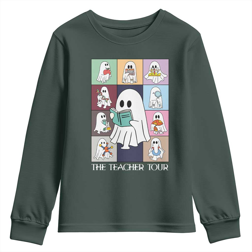 Science Teacher Halloween Youth Sweatshirt Spooky Teacher Era TS09 Dark Forest Green Print Your Wear