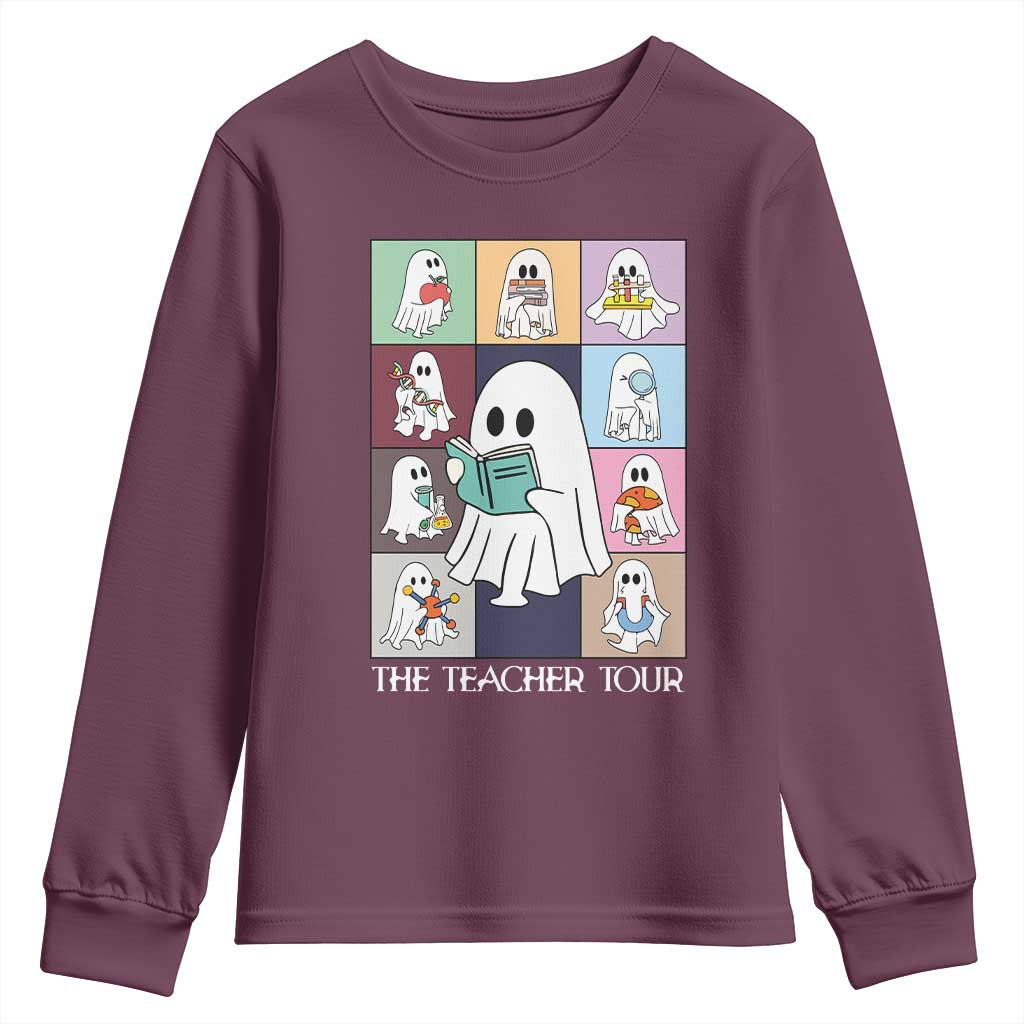 Science Teacher Halloween Youth Sweatshirt Spooky Teacher Era TS09 Maroon Print Your Wear