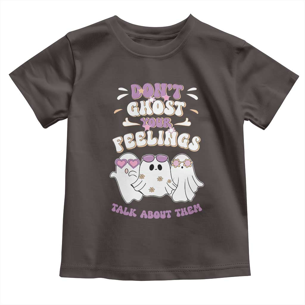 School Counselor Halloween Baby Shirt Don't Ghost Your Feelings Spooky Mental Health TS09 Dark Chocolate Print Your Wear