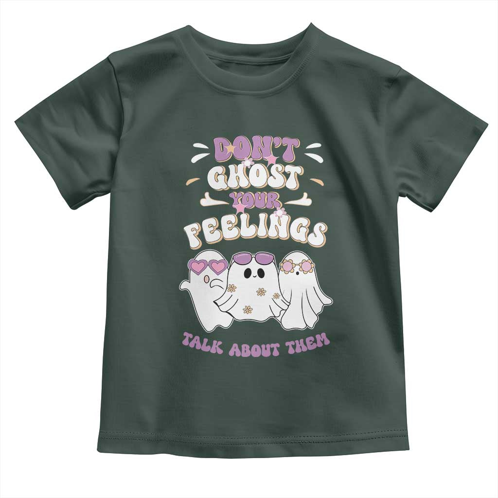 School Counselor Halloween Baby Shirt Don't Ghost Your Feelings Spooky Mental Health TS09 Dark Forest Green Print Your Wear