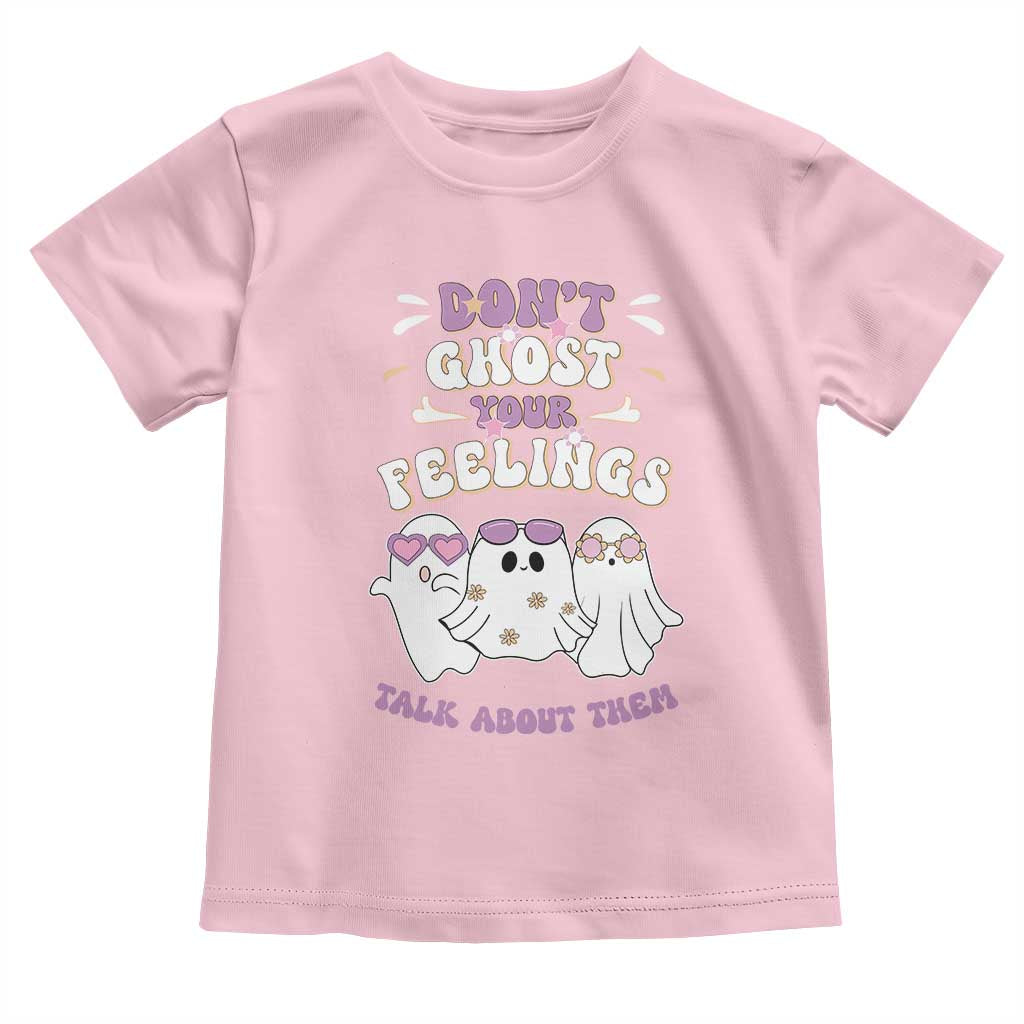 School Counselor Halloween Baby Shirt Don't Ghost Your Feelings Spooky Mental Health TS09 Light Pink Print Your Wear