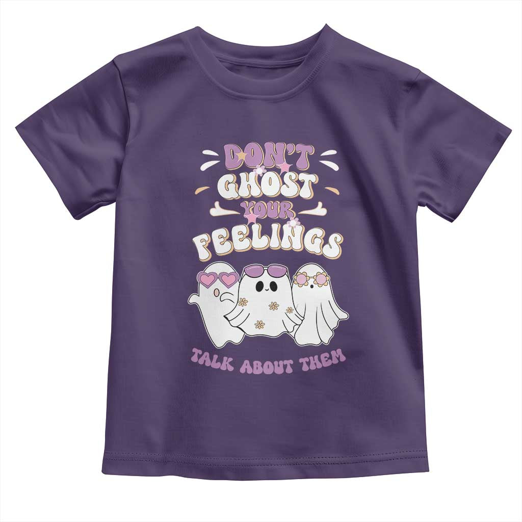 School Counselor Halloween Baby Shirt Don't Ghost Your Feelings Spooky Mental Health TS09 Purple Print Your Wear