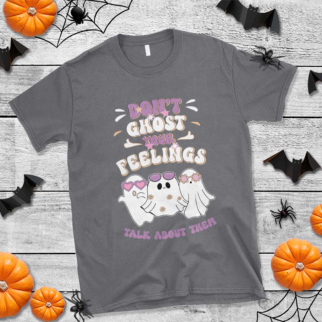 School Counselor Halloween T Shirt Don't Ghost Your Feelings Spooky Mental Health TS09 Charcoal Print Your Wear