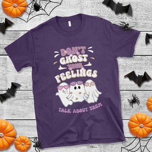 School Counselor Halloween T Shirt Don't Ghost Your Feelings Spooky Mental Health TS09 Purple Print Your Wear