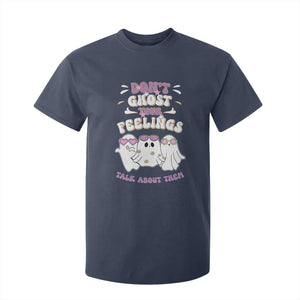 School Counselor Halloween T Shirt For Kid Don't Ghost Your Feelings Spooky Mental Health TS09 Navy Print Your Wear