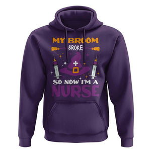 Nurse Halloween Hoodie My Broom Broke So Now Im A Nurse TS09 Purple Print Your Wear