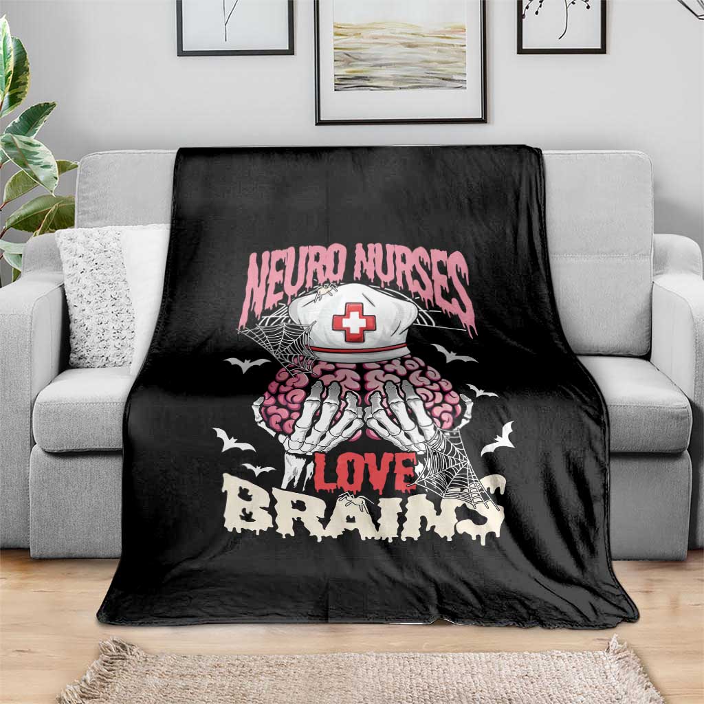 Nurse Halloween Throw Blanket Neuro Nurses Love Brains Skeleton TS09 Print Your Wear