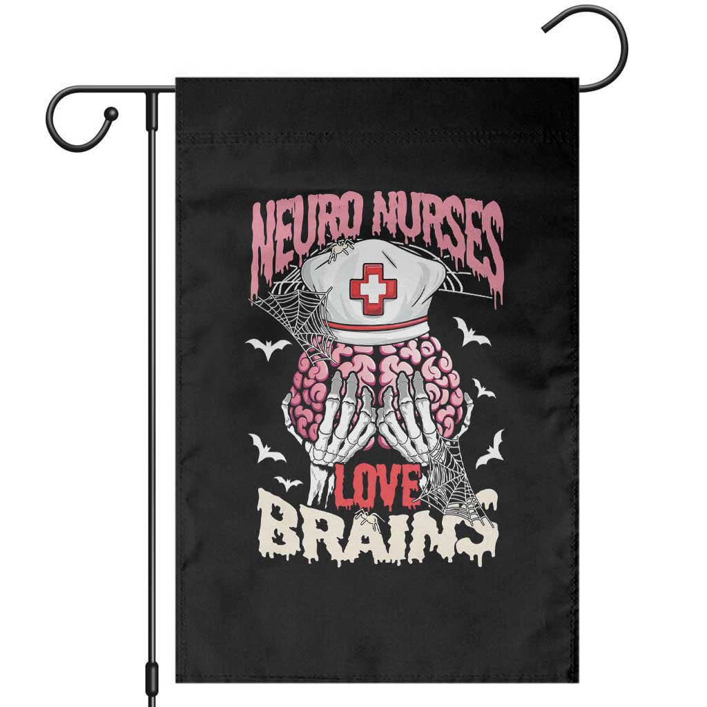 Nurse Halloween Garden Flag Neuro Nurses Love Brains Skeleton TS09 Black Print Your Wear