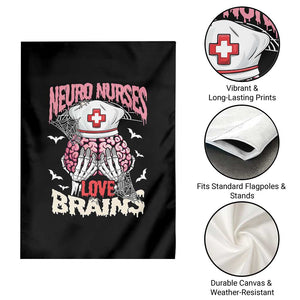 Nurse Halloween Garden Flag Neuro Nurses Love Brains Skeleton TS09 Print Your Wear