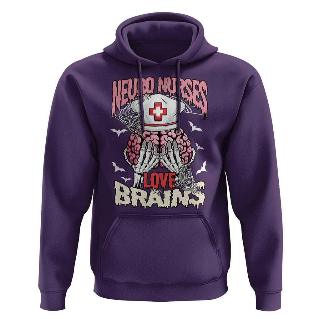 Nurse Halloween Hoodie Neuro Nurses Love Brains Skeleton TS09 Purple Print Your Wear