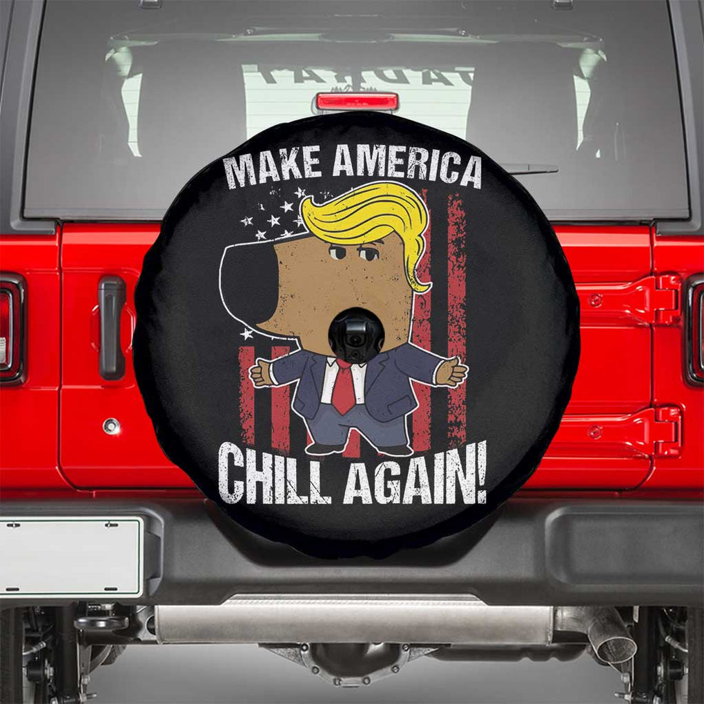 Funny Chill Trump Guy Make America Chill Again Spare Tire Cover TS09 Black Print Your Wear