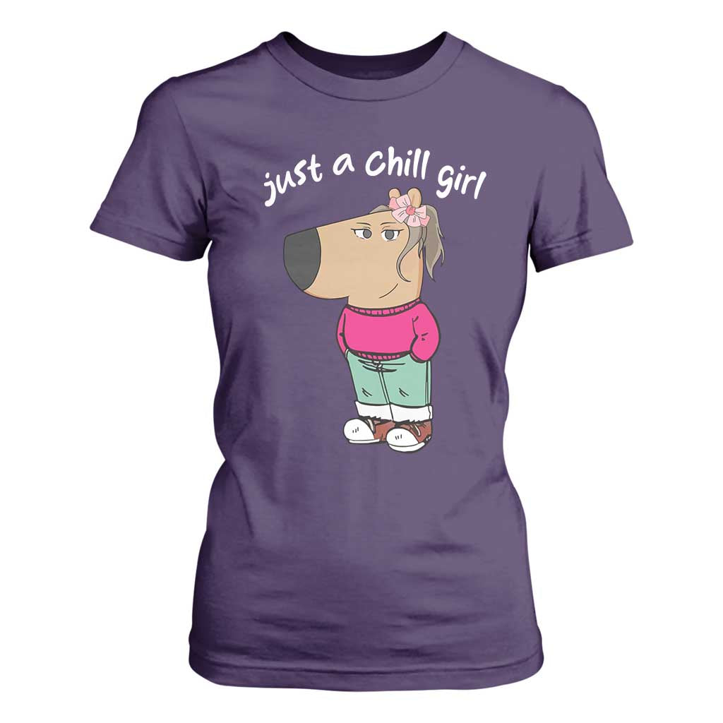 Funny Meme Just A Chill Girl T Shirt For Women TS09 Purple Print Your Wear
