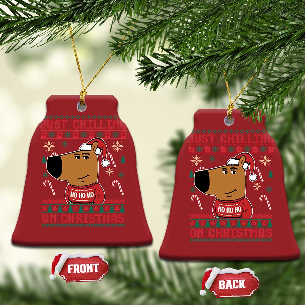Funny Just Chilling On Christmas Meme Chillin Guy Christmas Ornament TS09 Bell Flake Red Print Your Wear