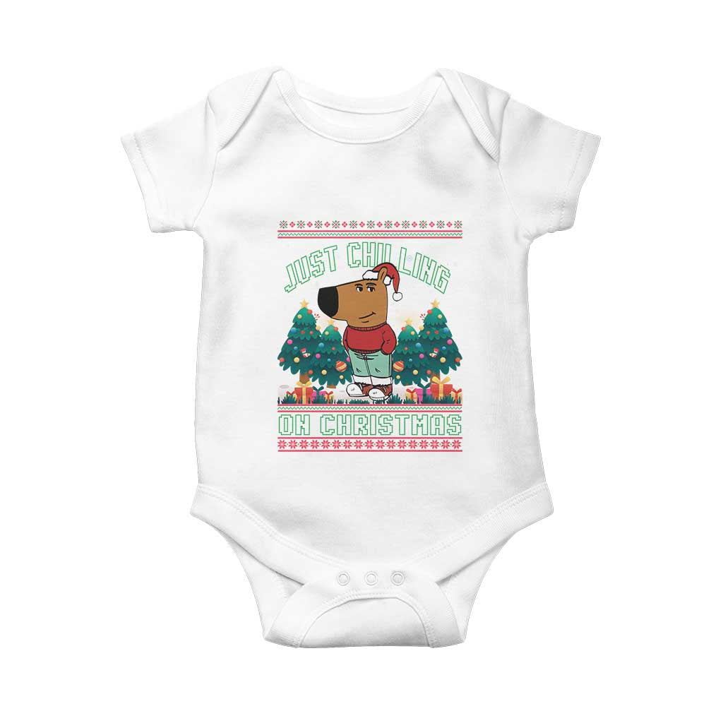 Funny Chillin Guy Just Chilling On Christmas Viral Meme Baby Onesie TS09 White Print Your Wear
