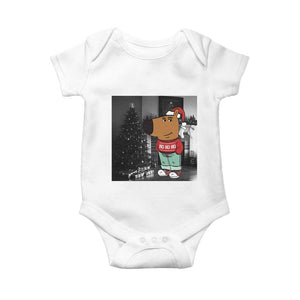 Funny Xmas Meme Chilling Guy Santa Baby Onesie TS09 White Print Your Wear