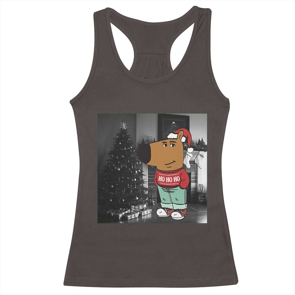 Funny Xmas Meme Chilling Guy Santa Racerback Tank Top TS09 Dark Chocolate Print Your Wear