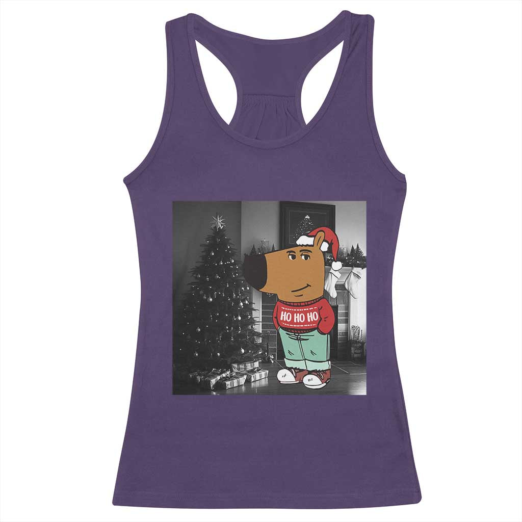 Funny Xmas Meme Chilling Guy Santa Racerback Tank Top TS09 Purple Print Your Wear