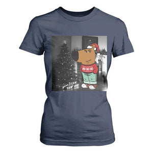 Funny Xmas Meme Chilling Guy Santa T Shirt For Women TS09 Navy Print Your Wear