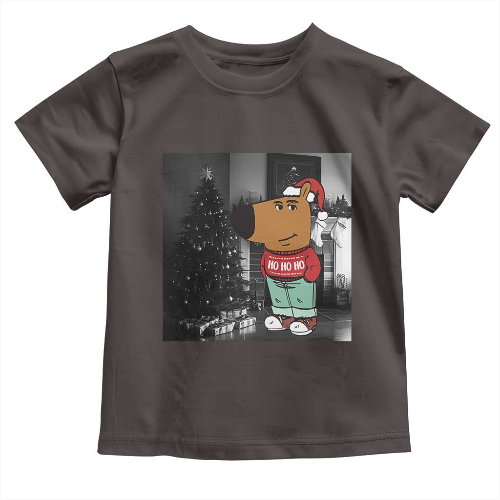 Funny Xmas Meme Chilling Guy Santa Toddler T Shirt TS09 Dark Chocolate Print Your Wear