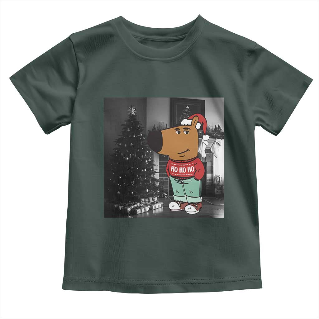 Funny Xmas Meme Chilling Guy Santa Toddler T Shirt TS09 Dark Forest Green Print Your Wear