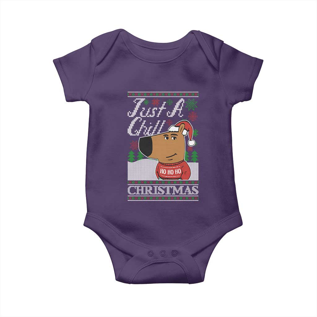 Funny Just A Chill Christmas Viral Meme Baby Onesie TS09 Purple Print Your Wear