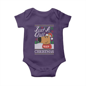 Funny Just A Chill Christmas Viral Meme Baby Onesie TS09 Purple Print Your Wear