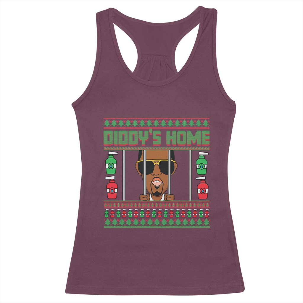 Funny Dirty Christmas Diddy's Home Diddy Party Racerback Tank Top TS09 Maroon Print Your Wear