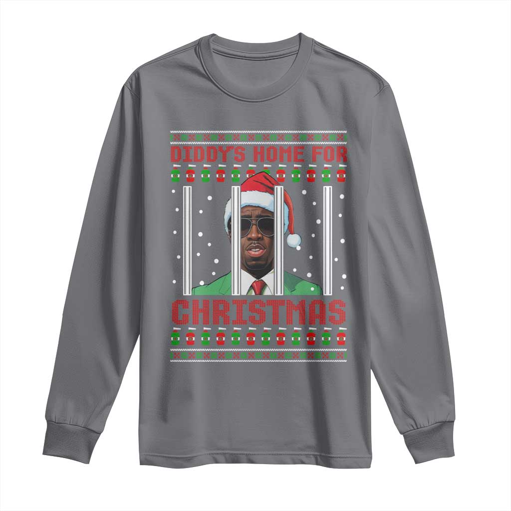 Funny Dirty Xmas Long Sleeve Shirt Diddy's Home For Christmas Diddy Party TS09 Charcoal Print Your Wear
