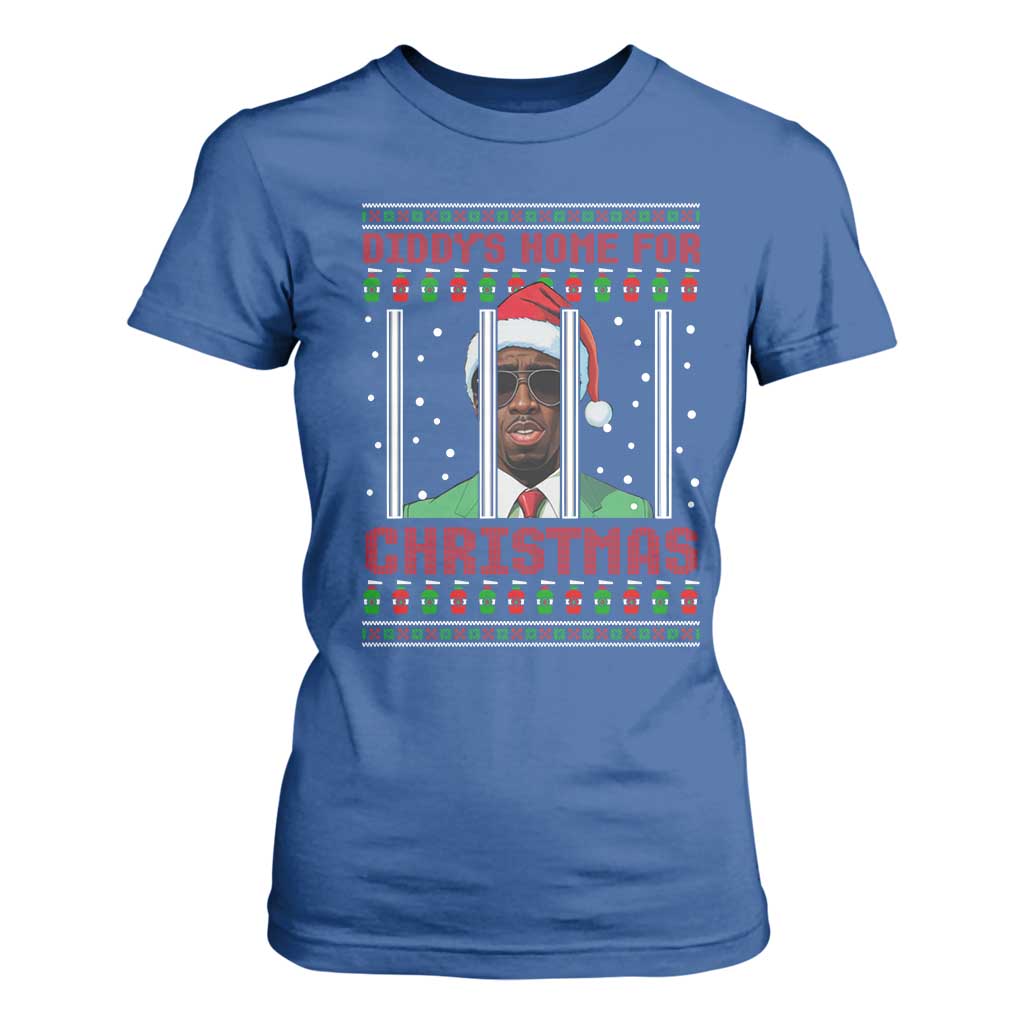 Funny Dirty Xmas T Shirt For Women Diddy's Home For Christmas Diddy Party TS09 Royal Blue Print Your Wear