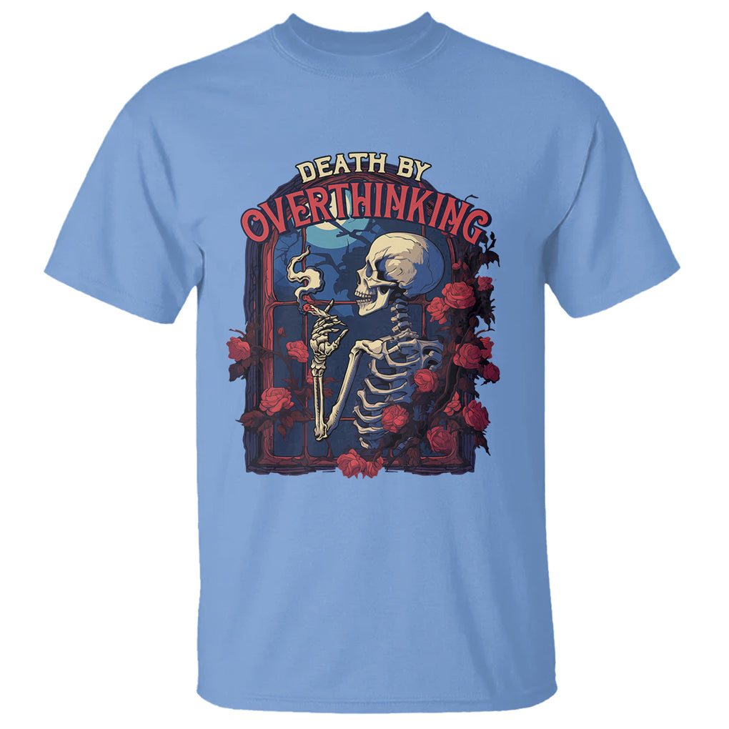 Death By Overthinking Skeleton Smoking T Shirt TS09 Carolina Blue Printyourwear