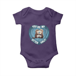 Valentine's Day Baby Onesie You're My Otter Half Cute Animal Hug Holding Hand TS09 Purple Print Your Wear