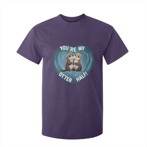 Valentine's Day T Shirt For Kid You're My Otter Half Cute Animal Hug Holding Hand TS09 Purple Print Your Wear