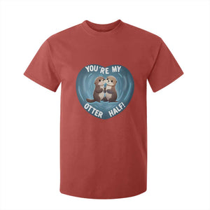 Valentine's Day T Shirt For Kid You're My Otter Half Cute Animal Hug Holding Hand TS09 Red Print Your Wear