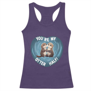 Valentine's Day Racerback Tank Top You're My Otter Half Cute Animal Hug Holding Hand TS09 Purple Print Your Wear