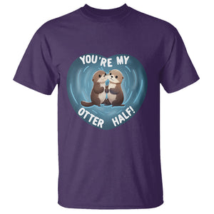 Valentine's Day T Shirt You're My Otter Half Cute Animal Hug Holding Hand TS09 Purple Printyourwear