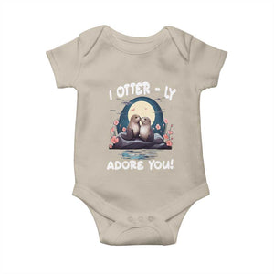 Valentine's Day Baby Onesie I Otterly Adore You Cute Otter Holding Hand Kisses TS09 Sand Print Your Wear