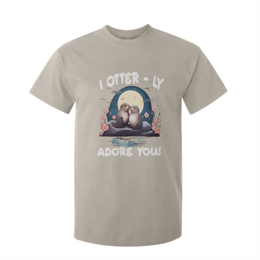 Valentine's Day T Shirt For Kid I Otterly Adore You Cute Otter Holding Hand Kisses TS09 Sand Print Your Wear