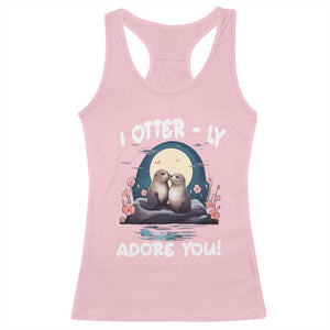Valentine's Day Racerback Tank Top I Otterly Adore You Cute Otter Holding Hand Kisses TS09 Light Pink Print Your Wear