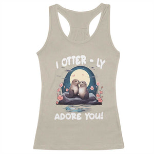 Valentine's Day Racerback Tank Top I Otterly Adore You Cute Otter Holding Hand Kisses TS09 Sand Print Your Wear