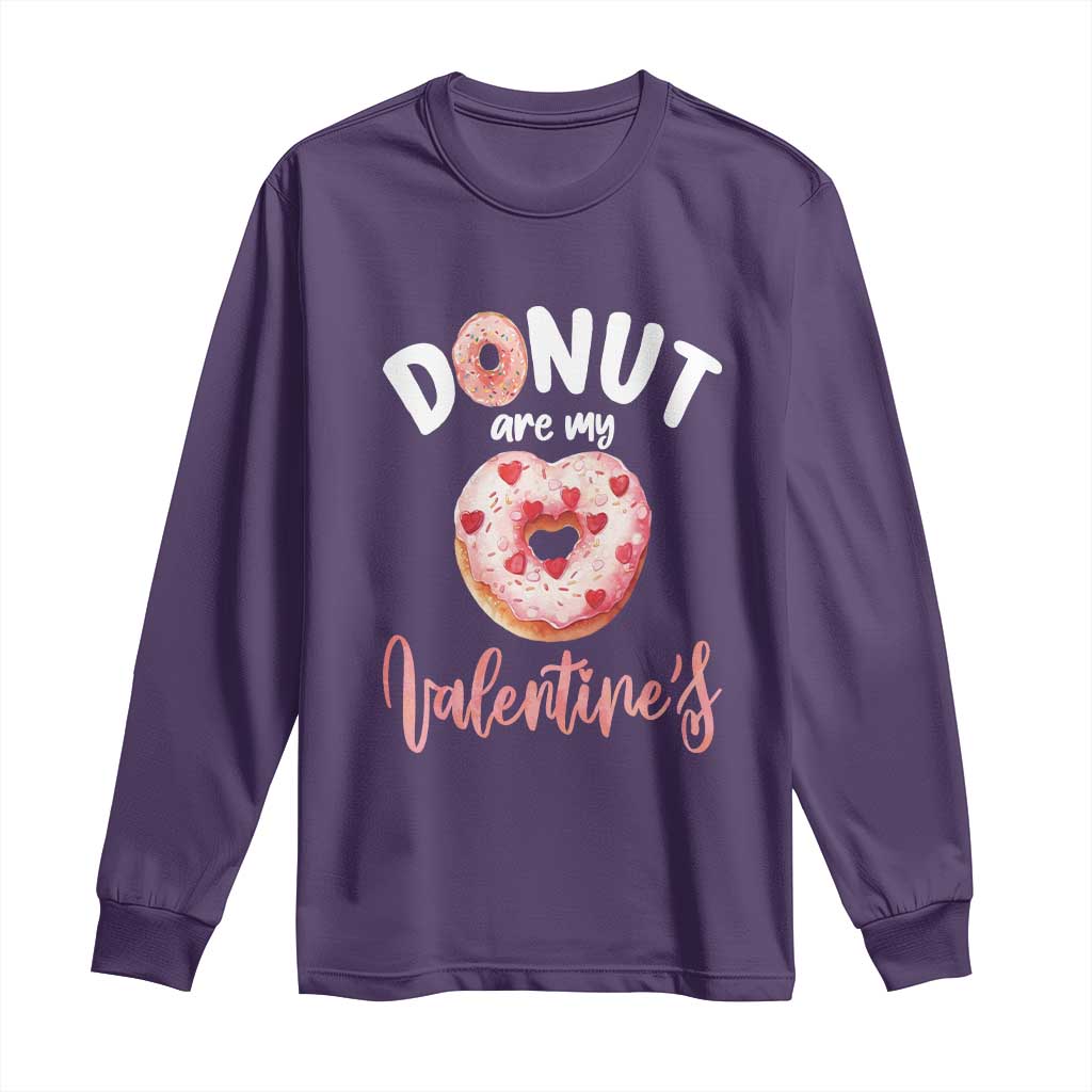Valentine's Day Long Sleeve Shirt Donuts Are My Valentine Food Joke TS09 Purple Print Your Wear