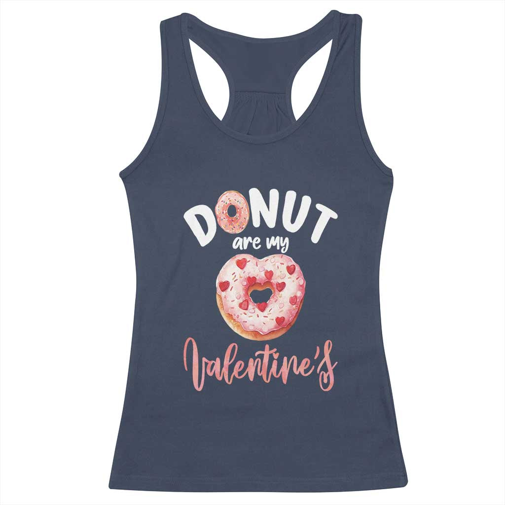 Valentine's Day Racerback Tank Top Donuts Are My Valentine Food Joke TS09 Navy Print Your Wear