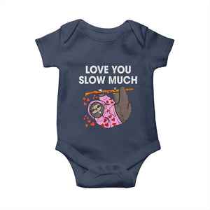 Valentine's Day Baby Onesie Love You Slow Much Cute Sloth Hearts Lazy TS09 Navy Print Your Wear