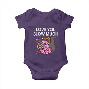 Valentine's Day Baby Onesie Love You Slow Much Cute Sloth Hearts Lazy TS09 Purple Print Your Wear