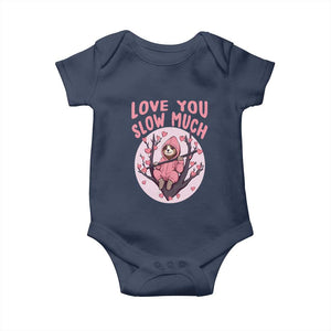 Valentine's Day Baby Onesie Love You Slow Much Funny Sloth Hearts Cute Lazy TS09 Navy Print Your Wear