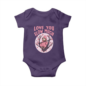 Valentine's Day Baby Onesie Love You Slow Much Funny Sloth Hearts Cute Lazy TS09 Purple Print Your Wear