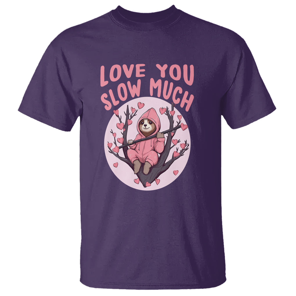 Valentine's Day T Shirt Love You Slow Much Funny Sloth Hearts Cute Lazy TS09 Purple Printyourwear